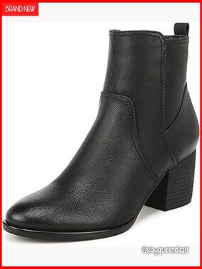 Women's Ankle Boots with Block Heel, Arch Support, Side Zip